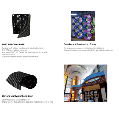 شاشة LED مرنة داخلية / خارجية P2.5 mm 240mm X120mm SMD2121 تشكيل البكسل