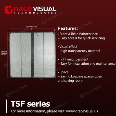سلسلة TSF ، شاشة LED شفافة للداخل ثابتة ، تصميم لوحة رقيقة للغاية ، خفيفة الوزن
