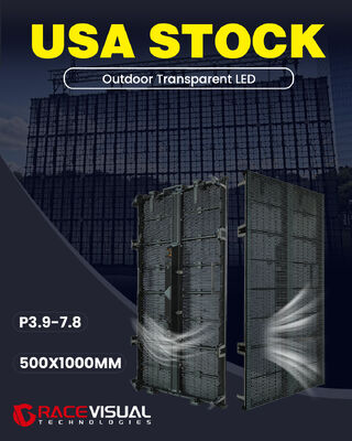 LED شفاف للخارج 3.9-7.8 ملم مساحة البكسل 500x1000 ملم خزانة 7680 هرتز معدل تحديث 5000 نيتس الوضوح مناسبة لجميع أنواع الأحداث في الهواء الطلق